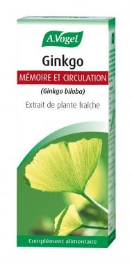 Ginkgo, extrait de plantes fraîches, mémoire et circulation